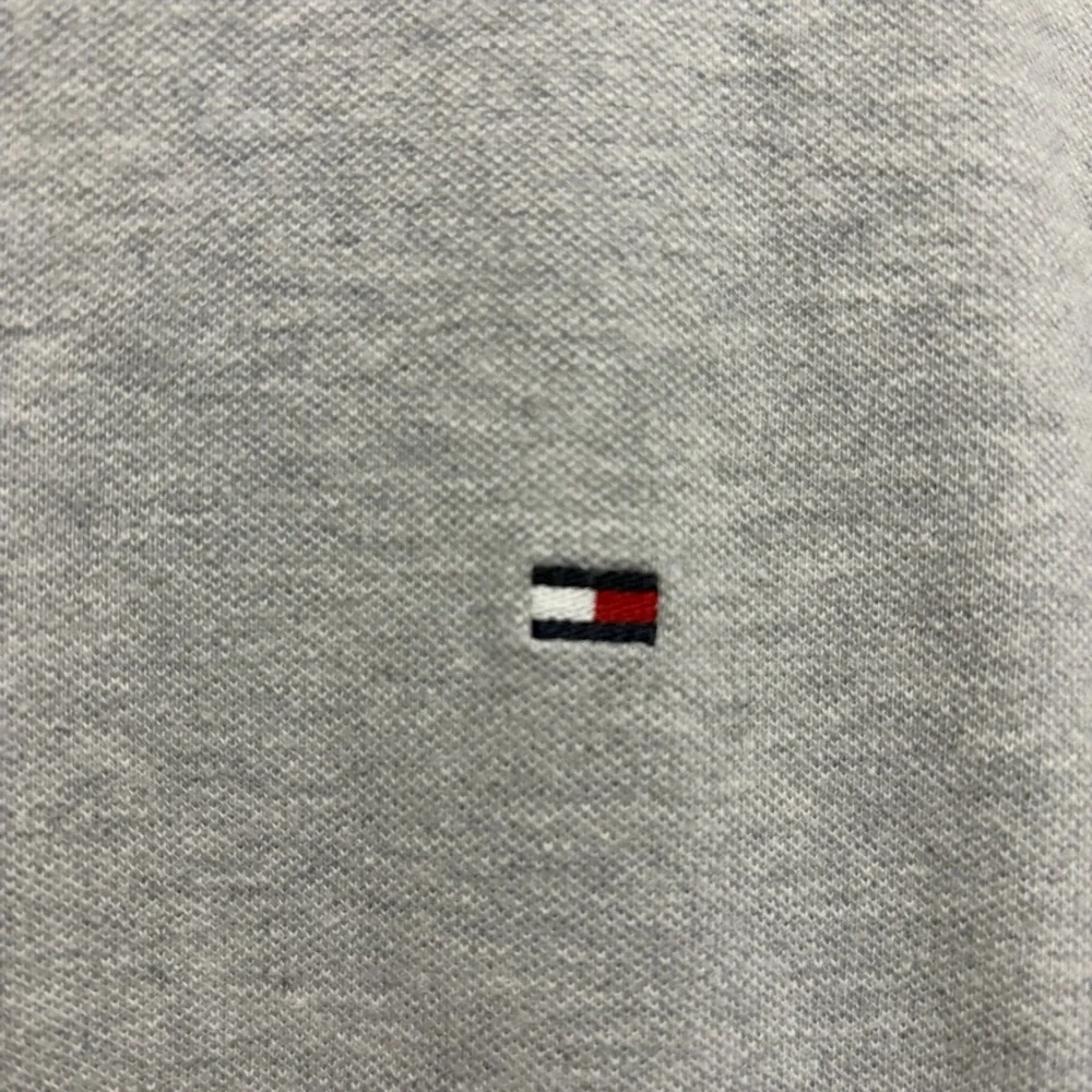 Tommy Hilfiger Gray Polo with Red and Navy Diagonal Stripes
